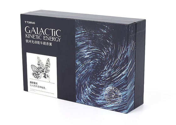 Silver Stamping Aromatherapy Gift Box , 2mm Thickness Black Gift Box With Ribbon